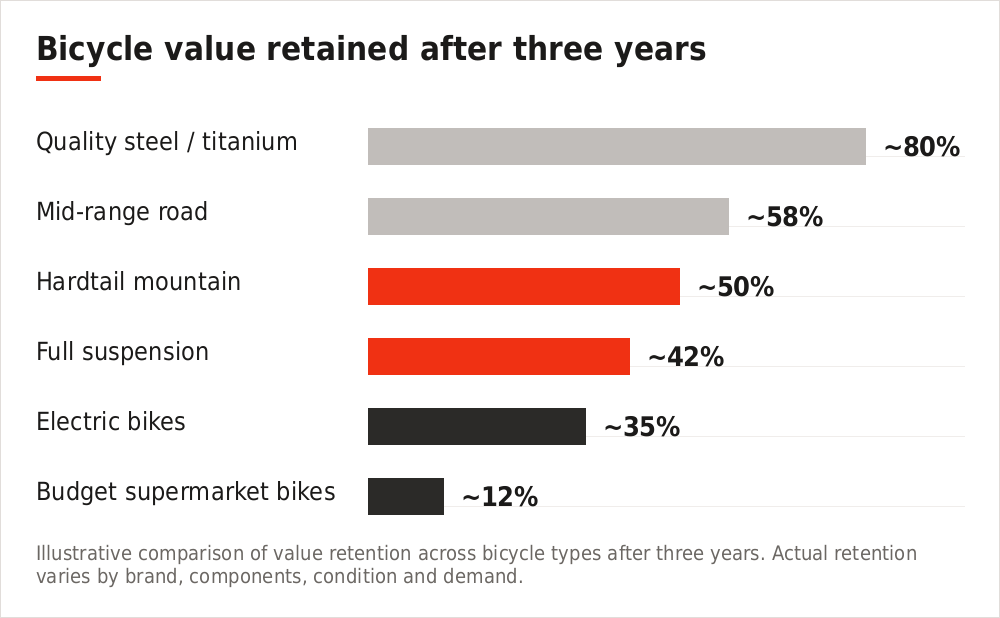 Chart comparing bicycle value retention by type