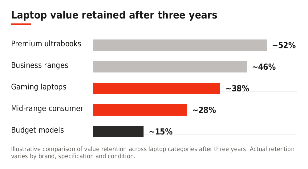 Chart comparing laptop value retention by category