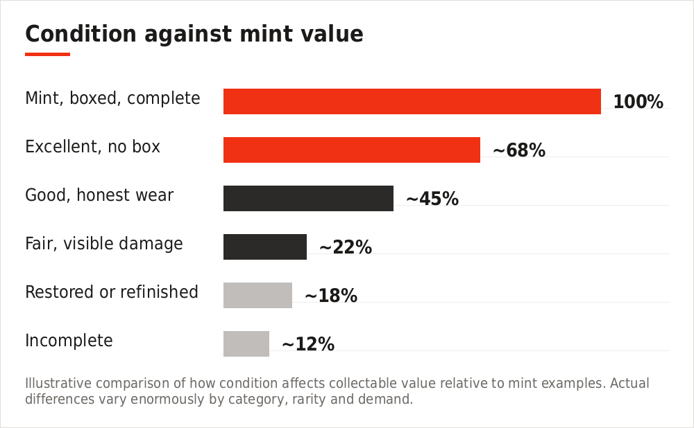 Chart showing how condition affects collectable values