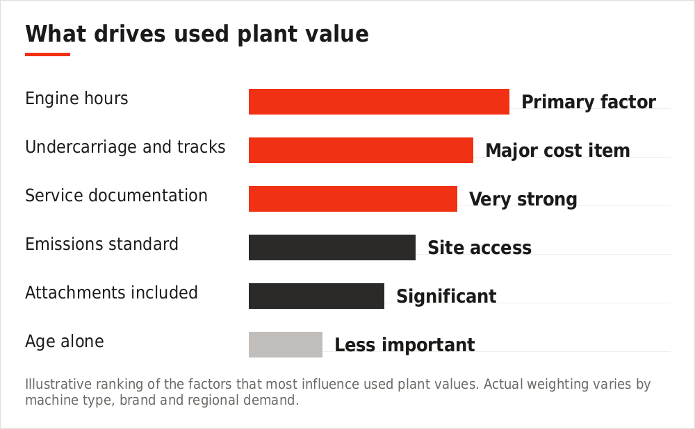 Chart showing what most influences used plant machinery value