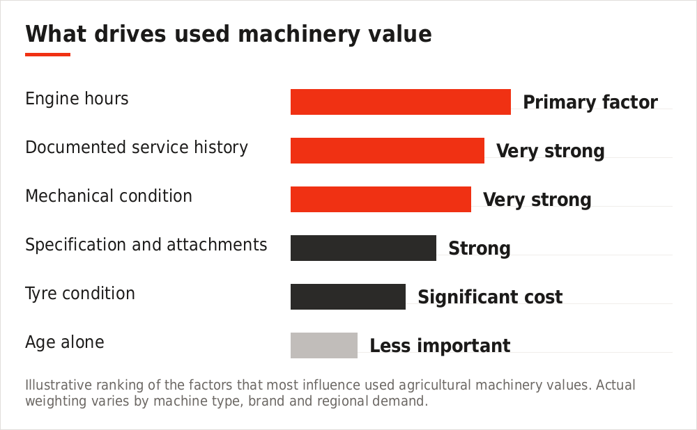 Chart showing what most influences farm machinery value