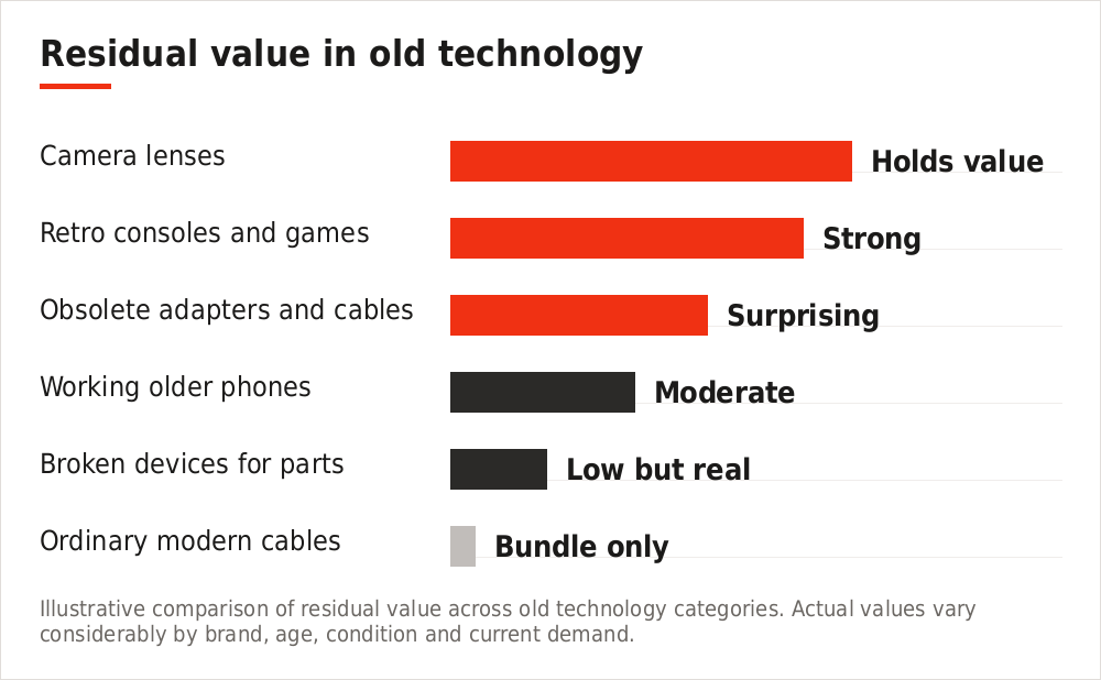 Chart comparing residual value across old technology categories