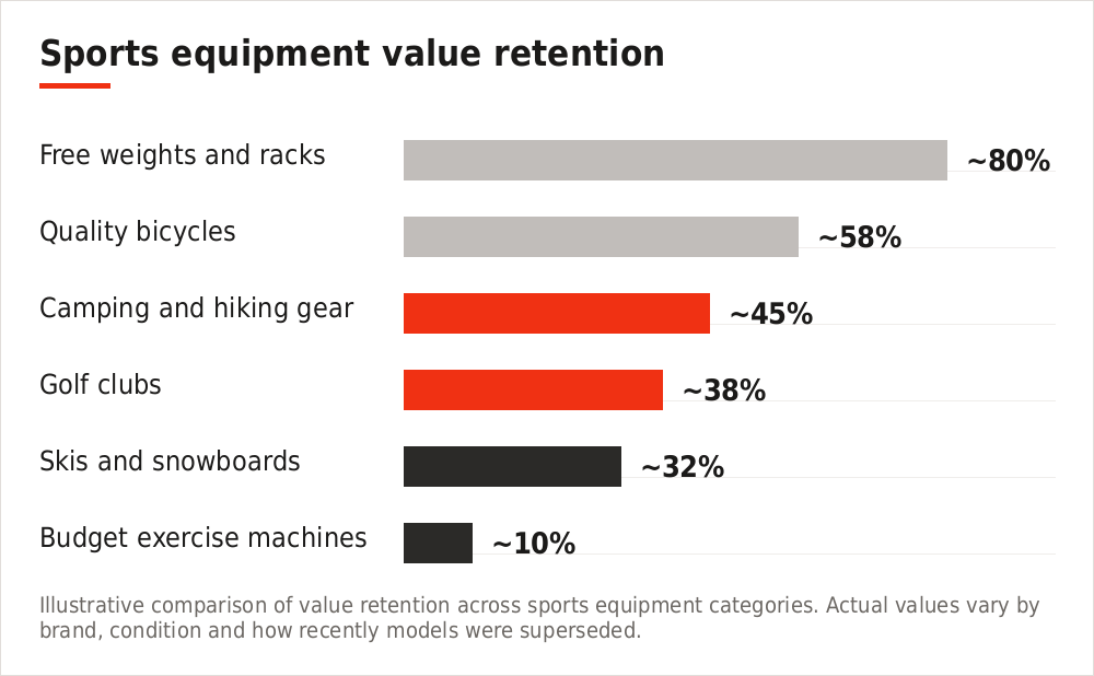 Chart comparing value retention across sports equipment categories