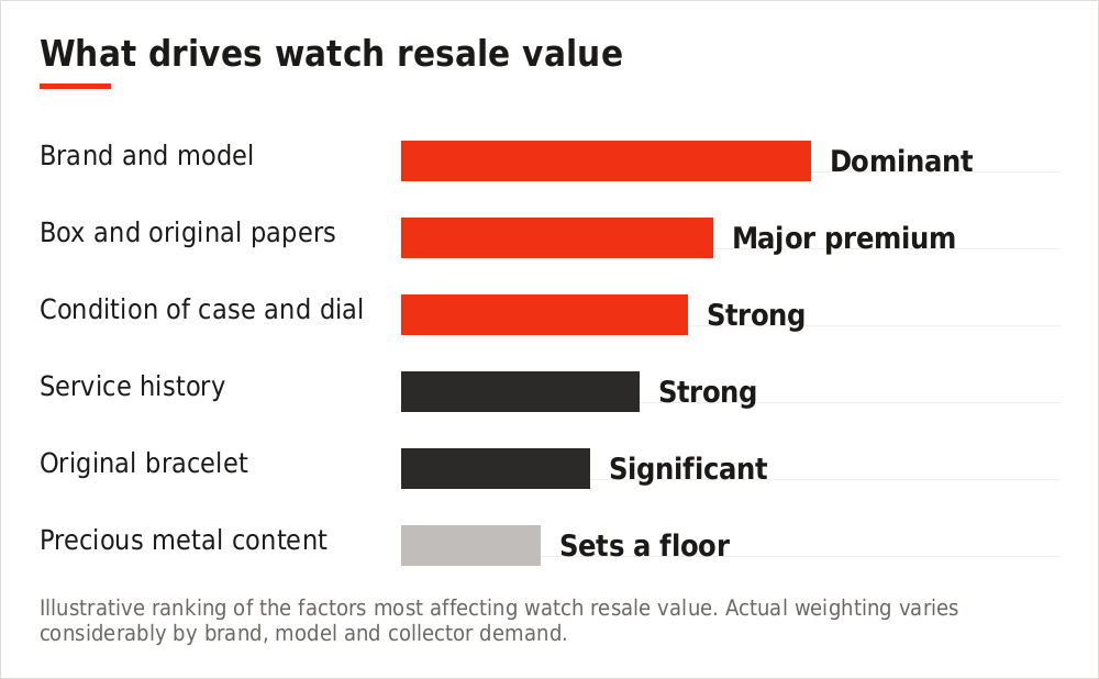 Chart showing what most influences watch resale value