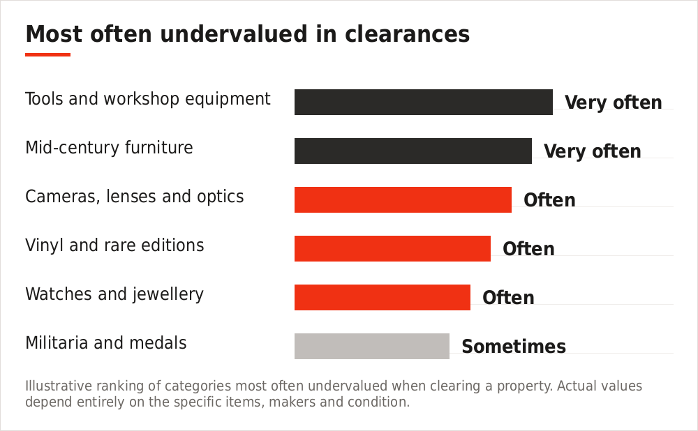 Chart showing categories most often undervalued in house clearances